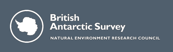 BAS logo; the outline of the Antarctic coastline.