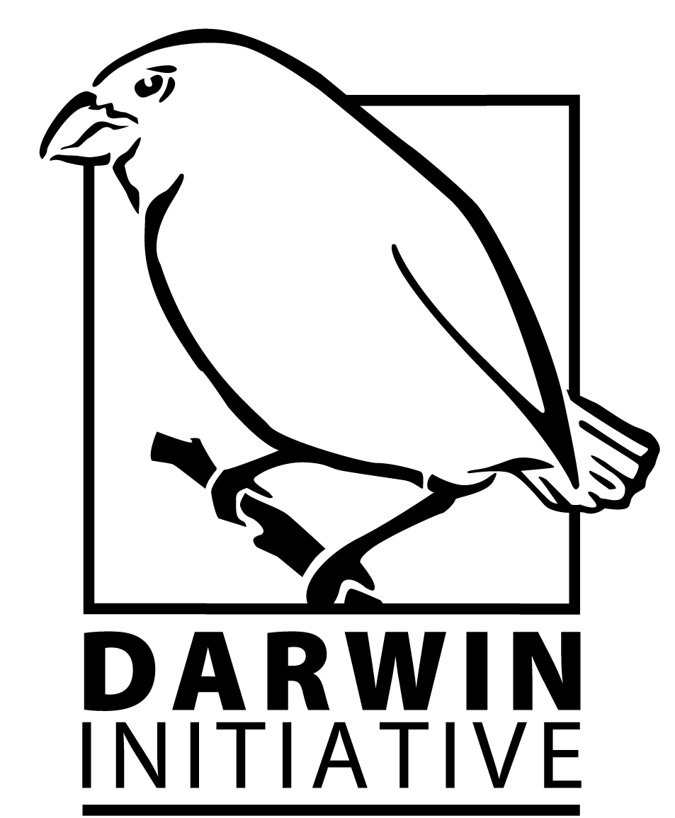 Darwin Initiative logo; outline of a finch.